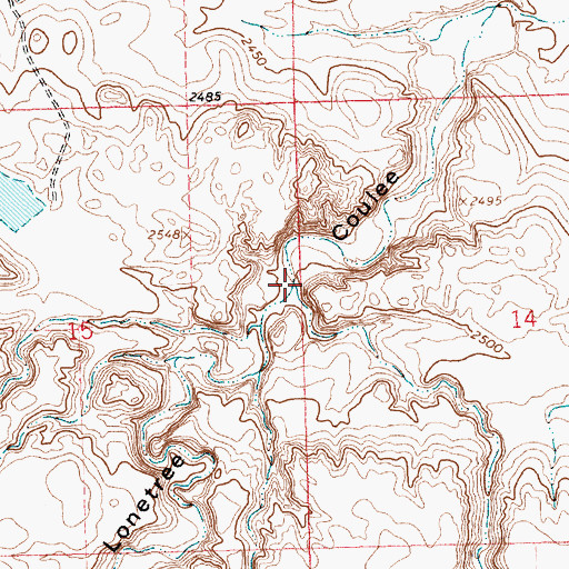 Topographic Map of Ninemile Coulee, MT