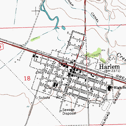 Topographic Map of Equity Co-Operative Association Elevator, MT