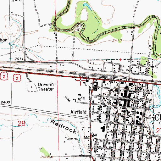 Topographic Map of Columbia Grain International Incorporated Elevator, MT