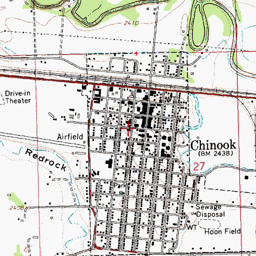 Topographic Map of Blaine County Library, MT