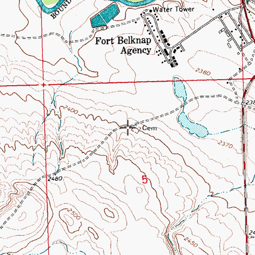 Topographic Map of Agency Cemetery, MT