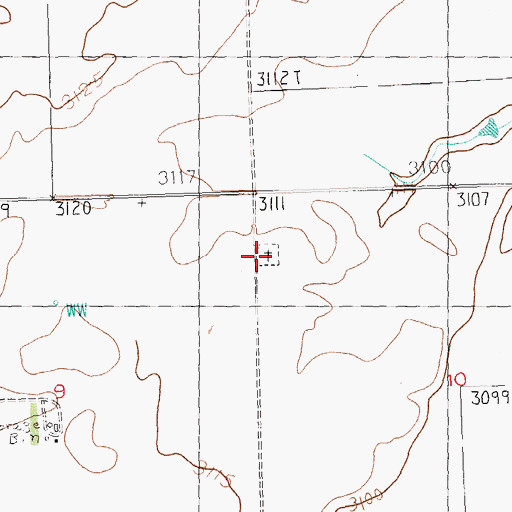 Topographic Map of Wing Cemetery, MT