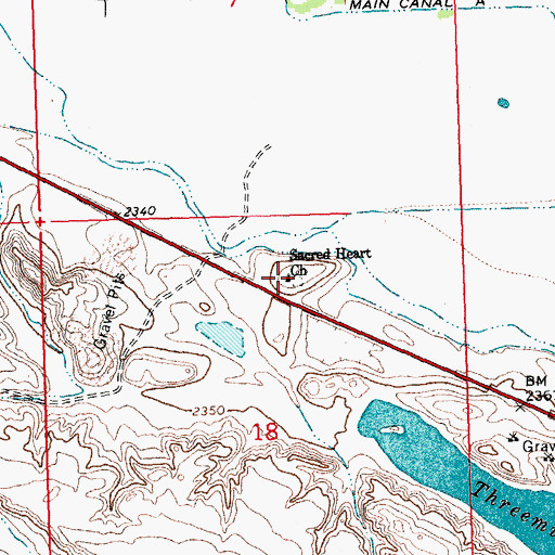 Topographic Map of Sacred Heart Cemetery, MT