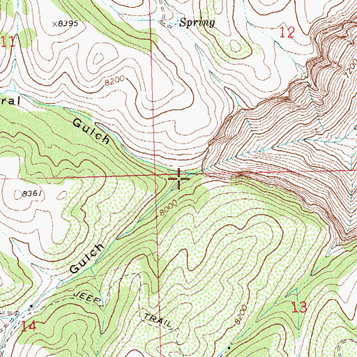 Topographic Map of Corral Gulch, CO