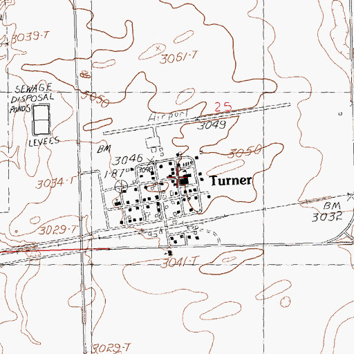 Topographic Map of Turner Public School, MT