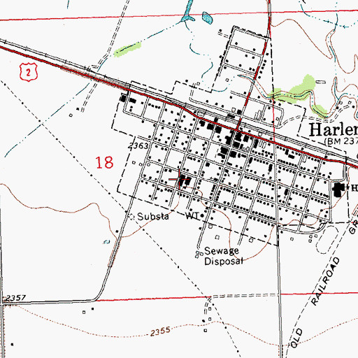 Topographic Map of Harlem Elementary School, MT
