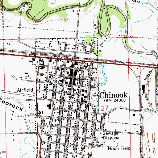 Topographic Map of Chinook Police Department, MT
