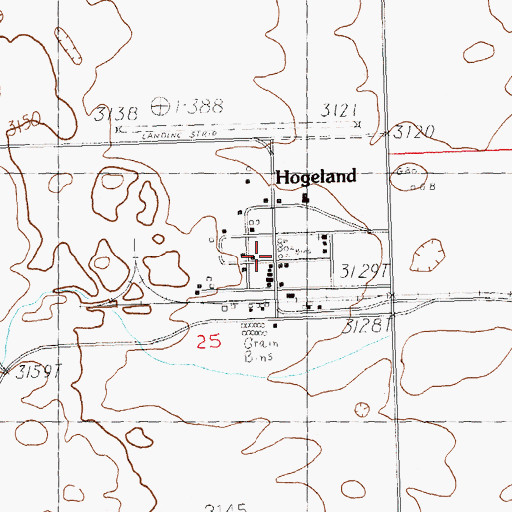 Topographic Map of Hogeland Post Office, MT