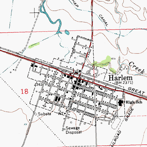 Topographic Map of Harlem, MT