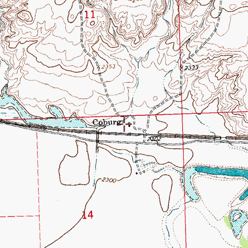 Topographic Map of Coburg, MT