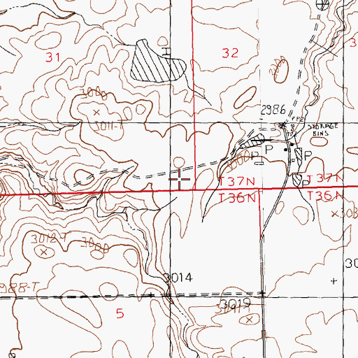 Topographic Map of Cherry Ridge Post Office (historical), MT