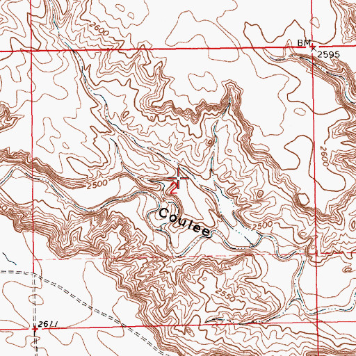 Topographic Map of Casady Post Office (historical), MT