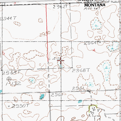 Topographic Map of Petrie Post Office (historical), MT