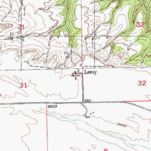 Topographic Map of Leroy Post Office (historical), MT