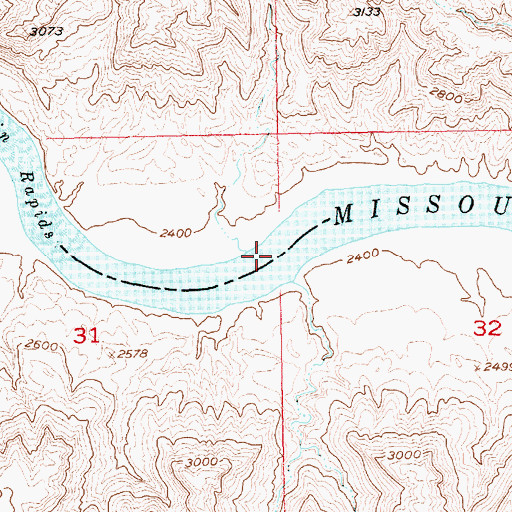 Topographic Map of Bear Rapids, MT
