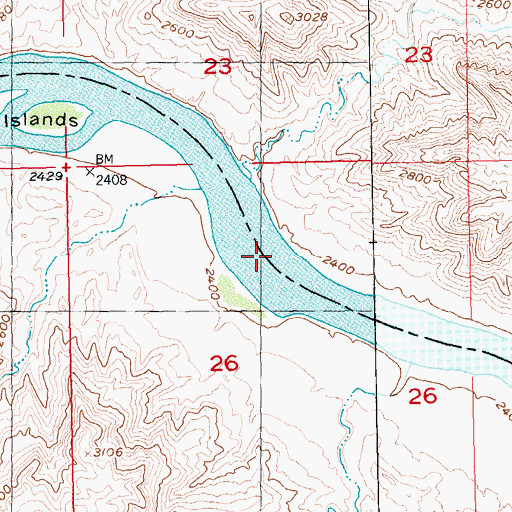 Topographic Map of McKeevers Rapids, MT