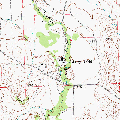 Topographic Map of Lodge Pole Post Office (historical), MT