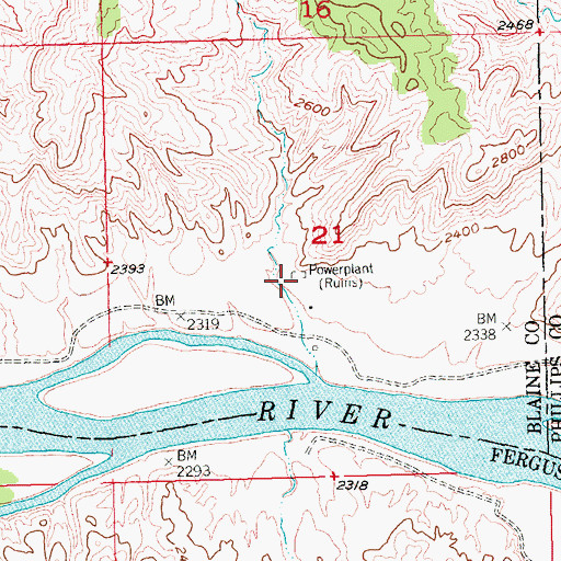 Topographic Map of Power Plant (historical), MT