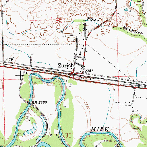Topographic Map of Zurich, MT