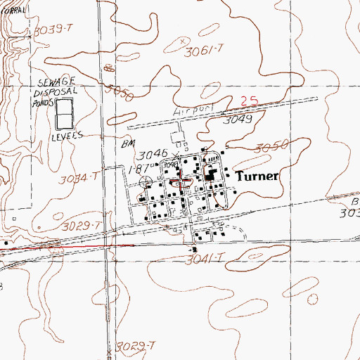 Topographic Map of Turner Post Office, MT