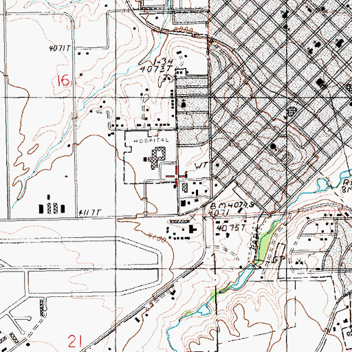 Topographic Map of Central Baptist Church, MT