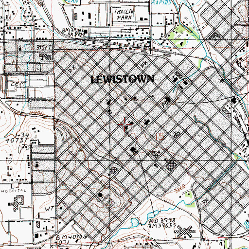 Topographic Map of First Baptist Church, MT