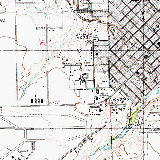 Topographic Map of Central Montana Medical Center, MT