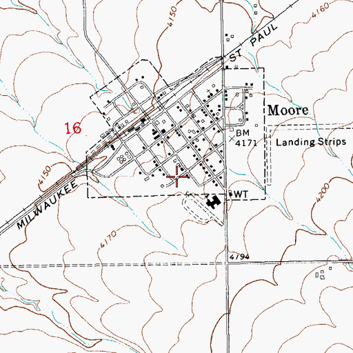 Topographic Map of Moore Memorial Library, MT