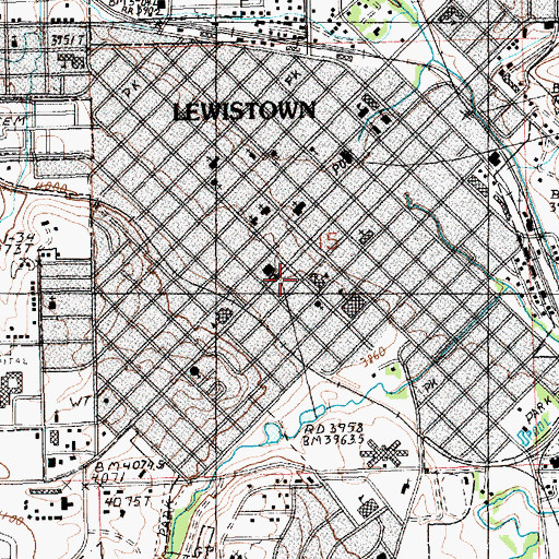 Topographic Map of Lewistown Public Library, MT