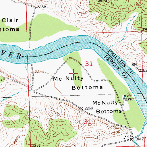Topographic Map of James Kipp Recreation Area, MT