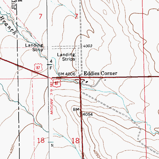 Topographic Map of Eddies Corner Incorporated Campground, MT