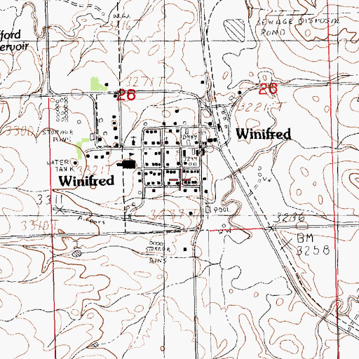 Topographic Map of United Methodist Church, MT