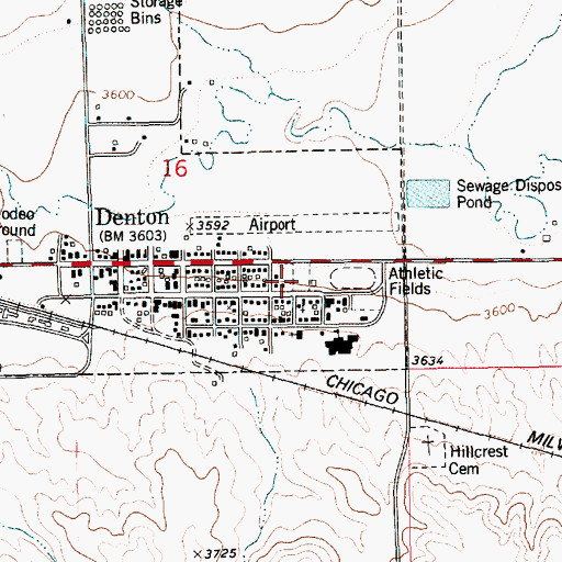 Topographic Map of Denton City Park, MT