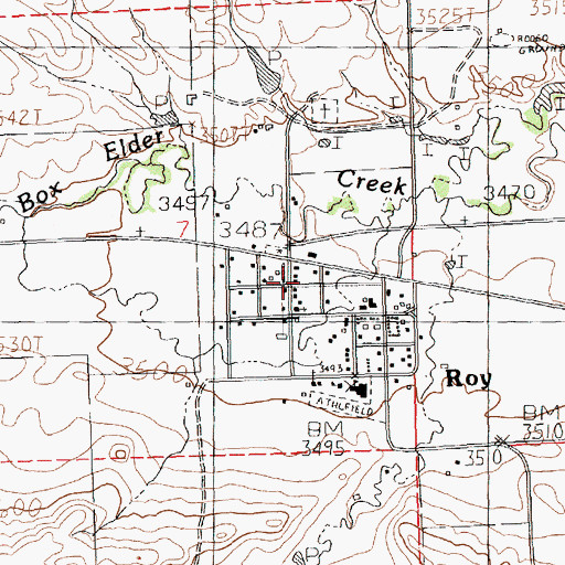 Topographic Map of Roy Rural Fire Department, MT