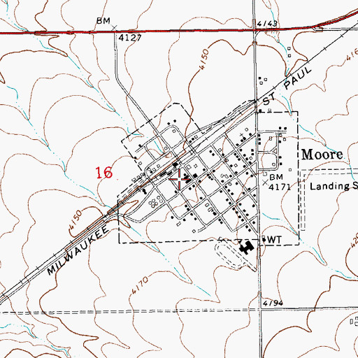 Topographic Map of Moore Fire Department, MT