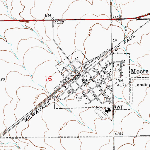 Topographic Map of Peavey Company Elevator, MT