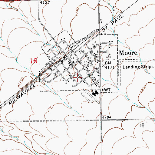 Topographic Map of Community Methodist Church, MT