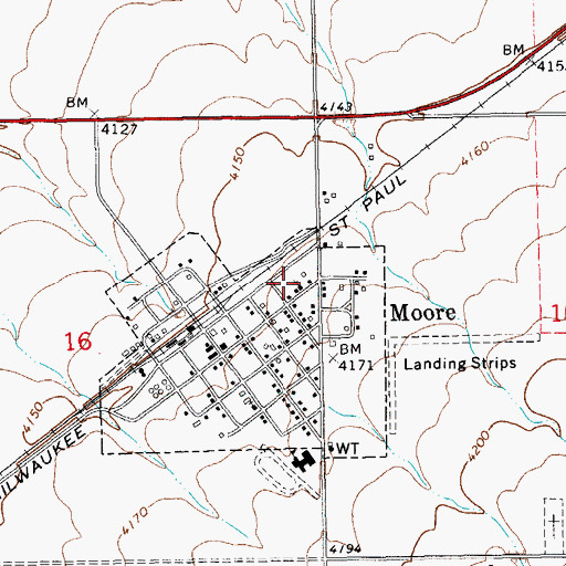Topographic Map of Saint Mathias Church, MT
