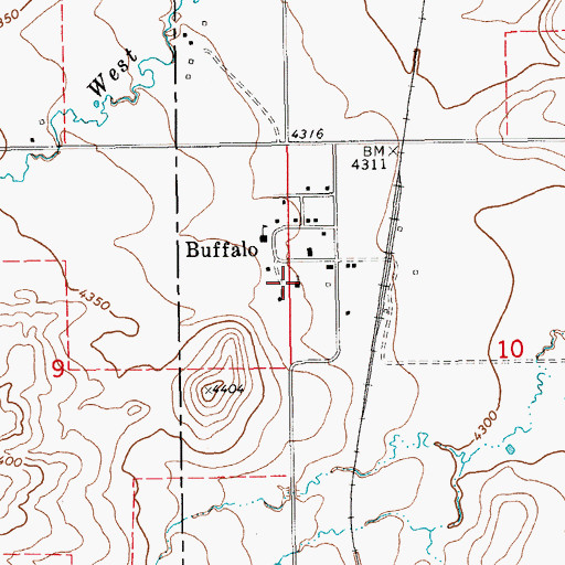 Topographic Map of Buffalo Community Church, MT