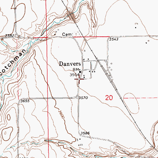Topographic Map of Saint Wenceslaus Church, MT