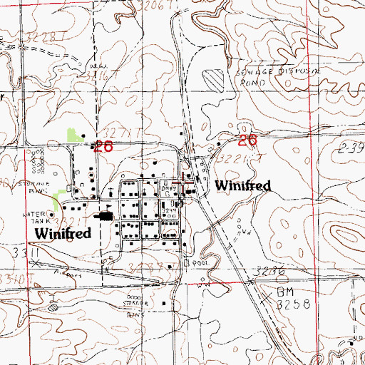Topographic Map of Harvest States Cooperatives Elevator, MT