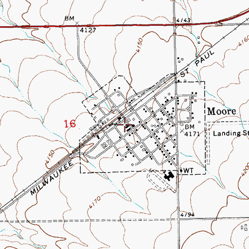 Topographic Map of Moore Hospital (historical), MT