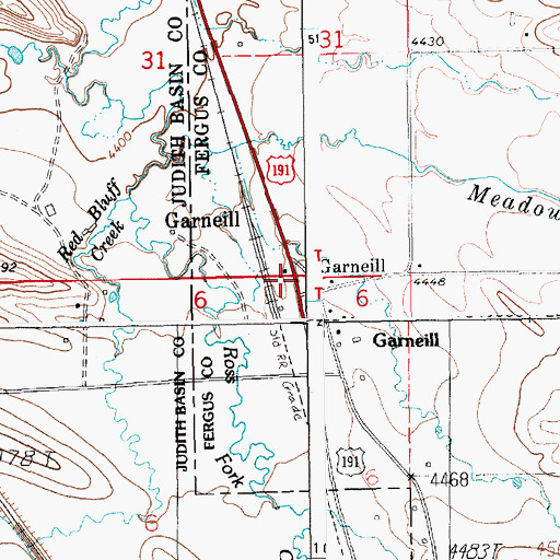 Topographic Map of Garneill Cemetery, MT