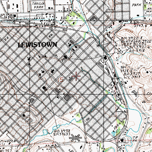 Topographic Map of Lewistown Police Department, MT