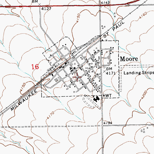 Topographic Map of Moore Rural Fire District, MT