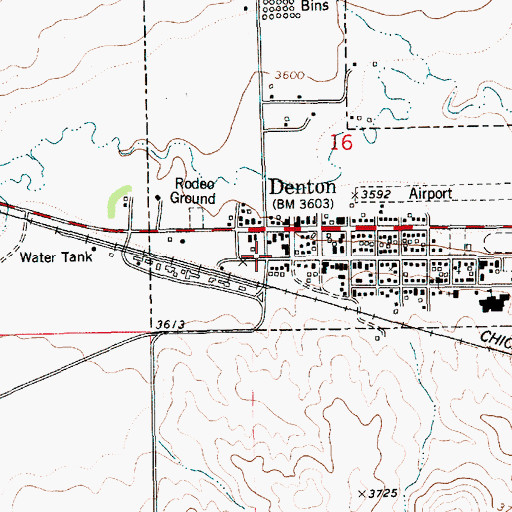 Topographic Map of Denton Fire Department, MT