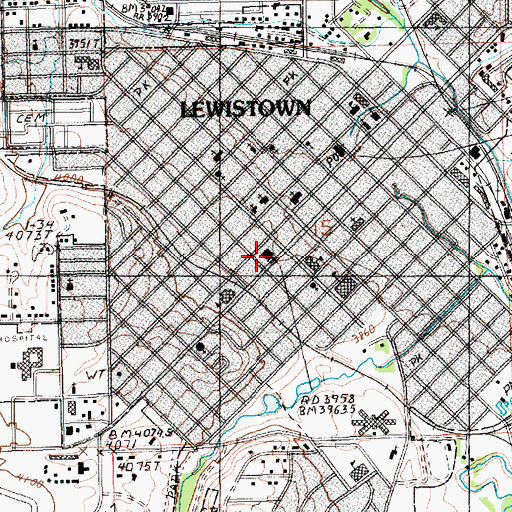 Topographic Map of Fergus County Courthouse, MT