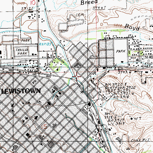 Topographic Map of Mill Ditch Park, MT