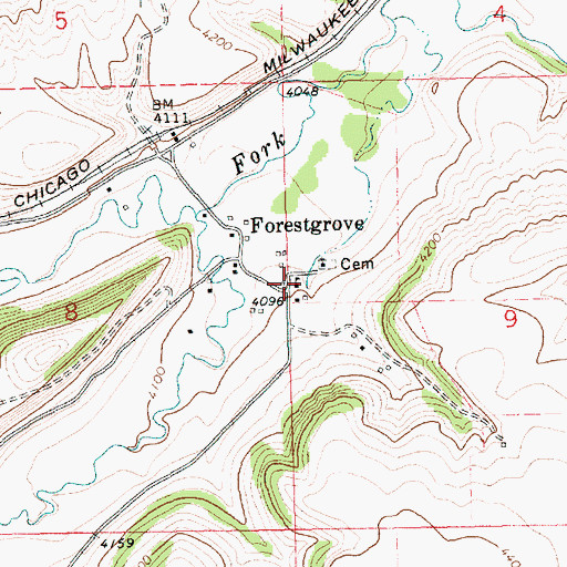 Topographic Map of Forest Grove School (historical), MT