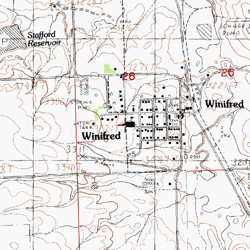 Topographic Map of Winifred Public Schools, MT